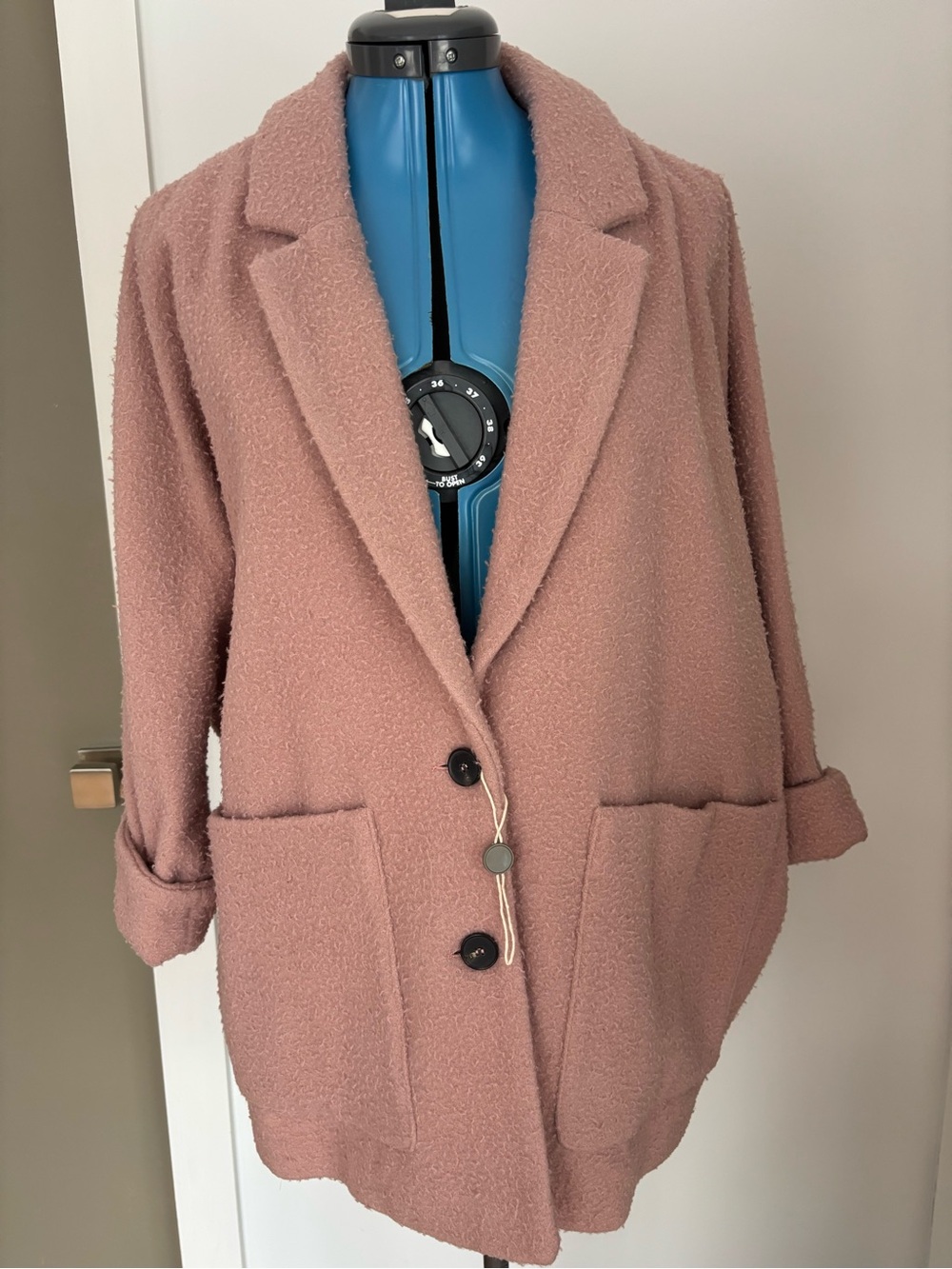 American Vintage Pink Wool BouclΓ© Oversized Coat XS/S NWT